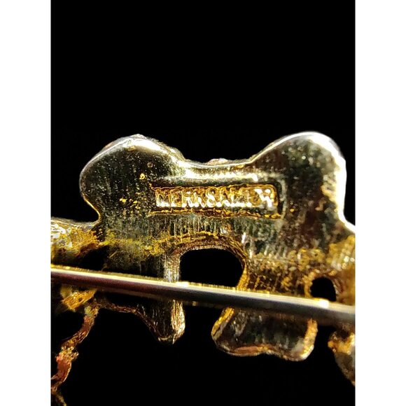 Set Of 4 Christmas Brooches: (1 Merksamer) Wreath & Candy Cane Enamel, Vintage - Picture 8 of 11